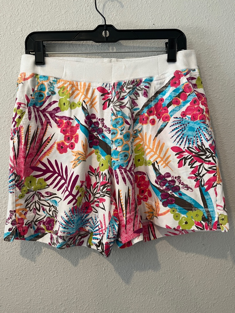 Fresh Produce Women's High Waist Pull On Floral Shorts 100% Cotton Sz L